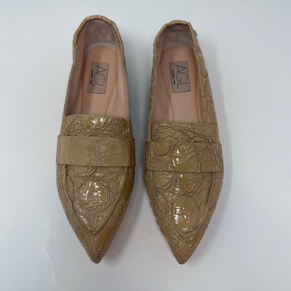 AGL Moccasins Women's 10.5 (40.5) Beige Softy Moc Calfskin Leather Flats NWOT - Picture 4 of 14
